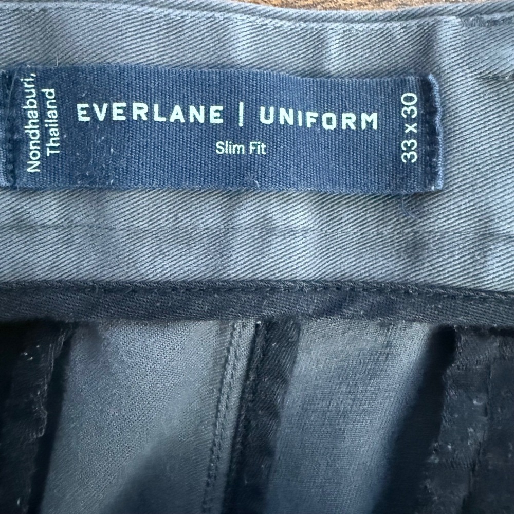 Everlane Uniform Slim Fit Chino Pants Mens 33 x 30 Dark Gray Cotton Blend - Picture 3 of 5
